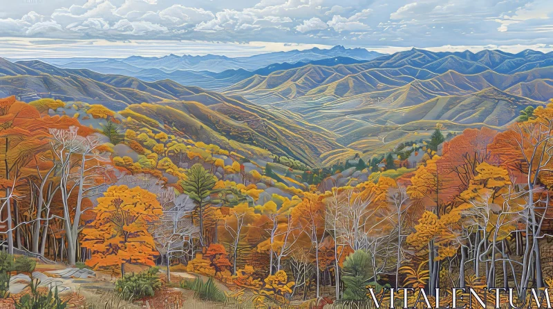 Serene Autumn Mountain Landscape AI Image