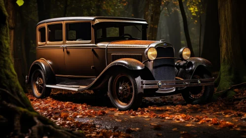 Vintage Car in Forest - Ford Model A 1930s