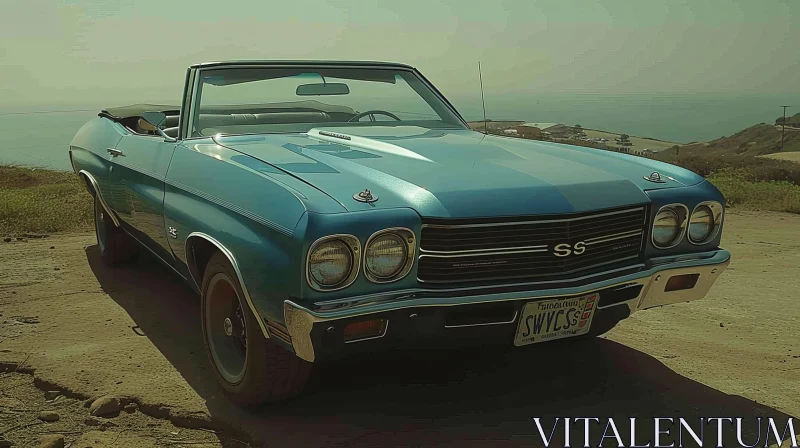 1970 Chevrolet Chevelle SS Convertible on Ocean Cliff AI Image