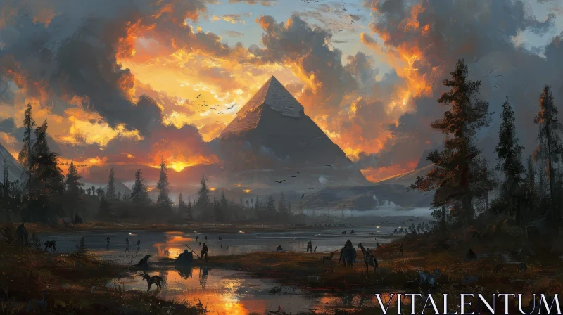 AI ART Ancient Pyramid in Desert - Mystical Landscape Painting