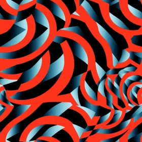 Blue and Red Curved Shapes Abstract Pattern