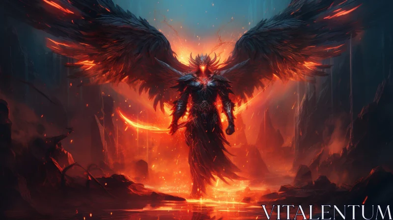 Dark Fantasy Fallen Angel Illustration AI Image