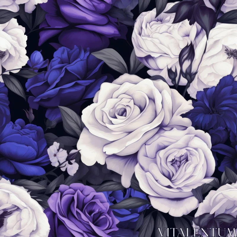 Dark Floral Rose Pattern for Fabric and Wallpaper AI Image