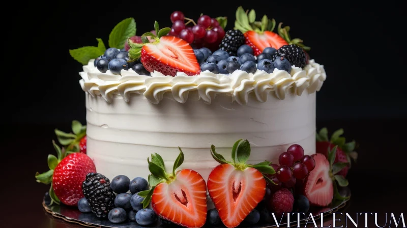 Delicious Berry Cake Photography AI Image