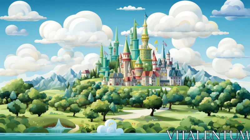 Enchanting Castle Landscape - Fantasy Kingdom AI Image