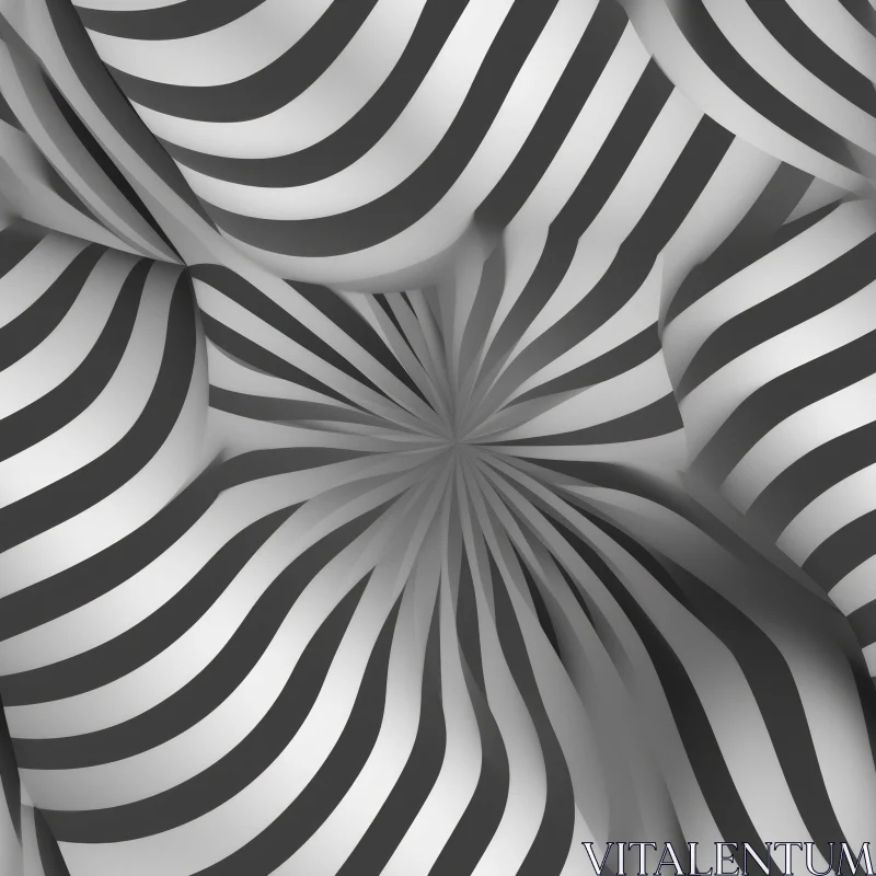 AI ART Monochrome Striped Spheres | Abstract 3D Rendering