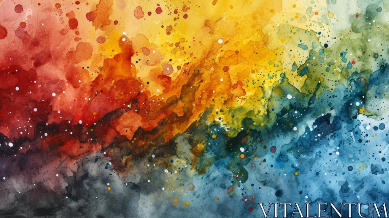 Vibrant Watercolor Painting on Paper - Abstract Artwork AI Image