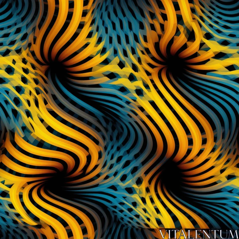 Blue and Orange Abstract Painting | Dynamic Shapes and Curves AI Image