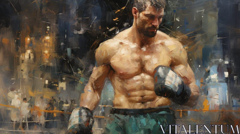 AI ART Boxing Match Intensity: Boxer in the Ring