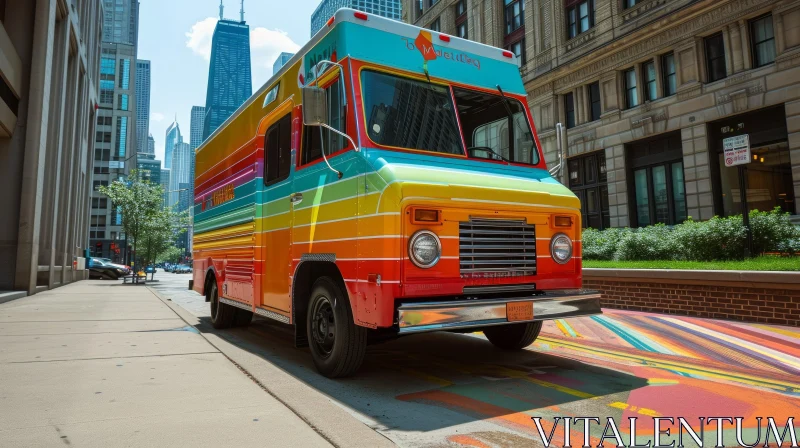 Colorful Food Truck on City Street | The Grilled Cheese Truck AI Image