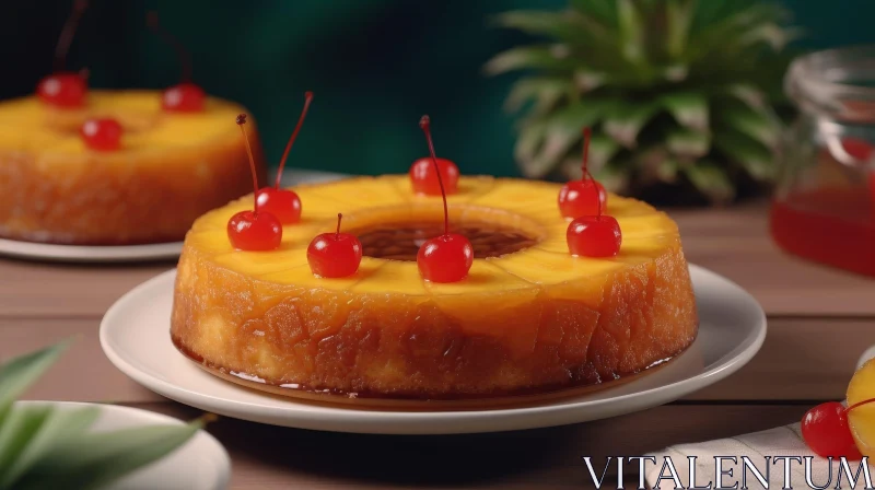 AI ART Delicious Pineapple Upside-Down Cake