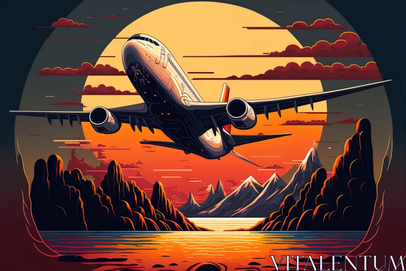 Graceful Flight at Sunset AI Image