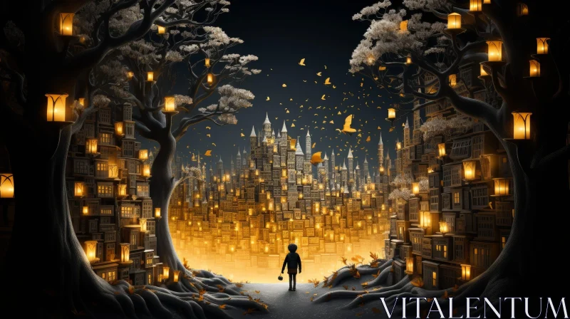 Ruined City Dark Fantasy Illustration AI Image