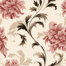 Seamless Floral Pattern - Beige Background