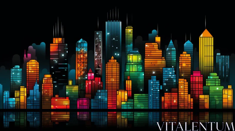 Urban Cityscape Digital Painting - Colorful Buildings Artwork AI Image