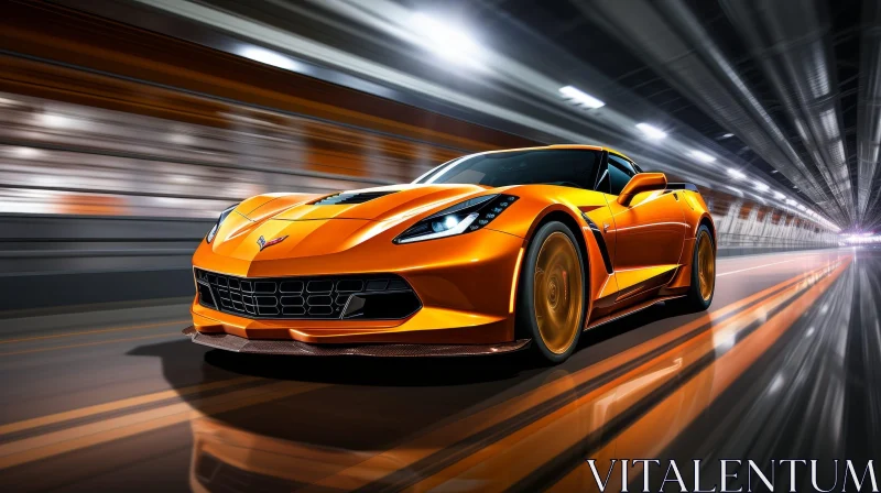 AI ART Yellow Chevrolet Corvette C7 Stingray Digital Painting