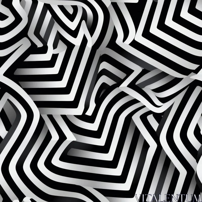 AI ART Black and White Geometric Pattern - Modern Design