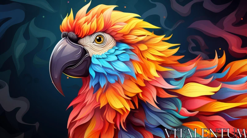 AI ART Colorful Parrot Digital Painting