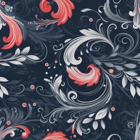 Dark Blue Floral Seamless Pattern