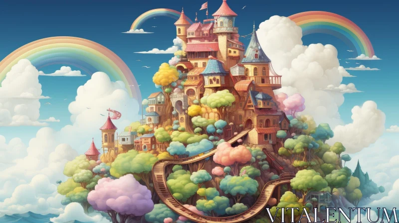 Enchanting Fairytale Castle Illustration AI Image