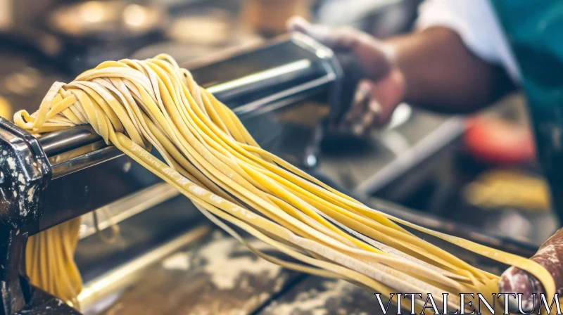 Exquisite Fresh Pasta Dough Processing: A Culinary Journey AI Image