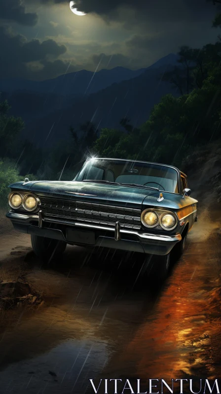 Moonlit Forest Drive - Chevrolet Impala AI Image
