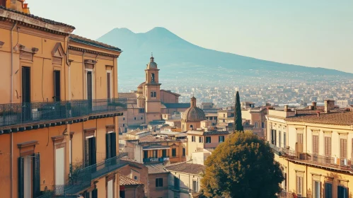 Naples, Italy - Cityscape with Mount Vesuvius | Landmarks View