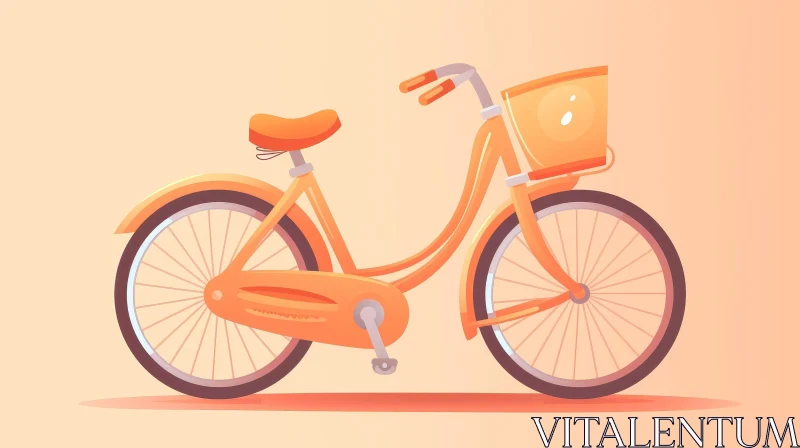 Orange Bicycle Cartoon Style Illustration AI Image