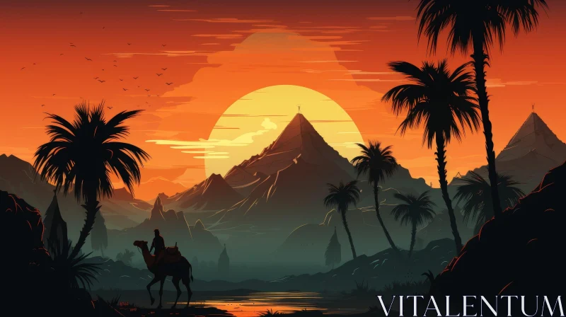 Tranquil Desert Landscape at Sunset AI Image