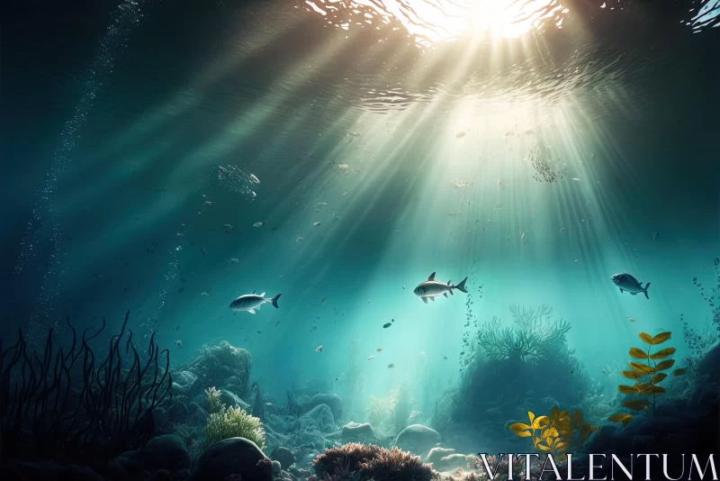 Underwater Fish and Sunlight in the Ocean - Captivating Concept Art AI Image