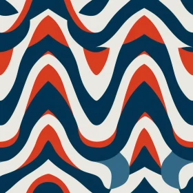 Blue Red White Waves Seamless Pattern