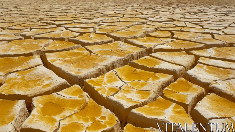 Cracked Earth: A Desolate Landscape of Drying Soil AI Image
