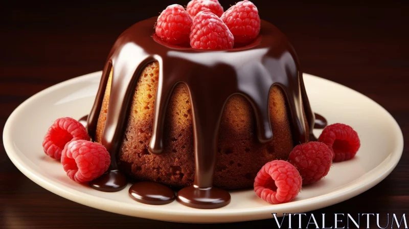 Decadent Chocolate Cake with Fresh Raspberries AI Image