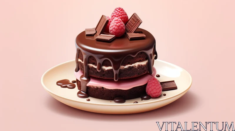 Decadent Two-Tier Chocolate Cake with Raspberry Filling AI Image