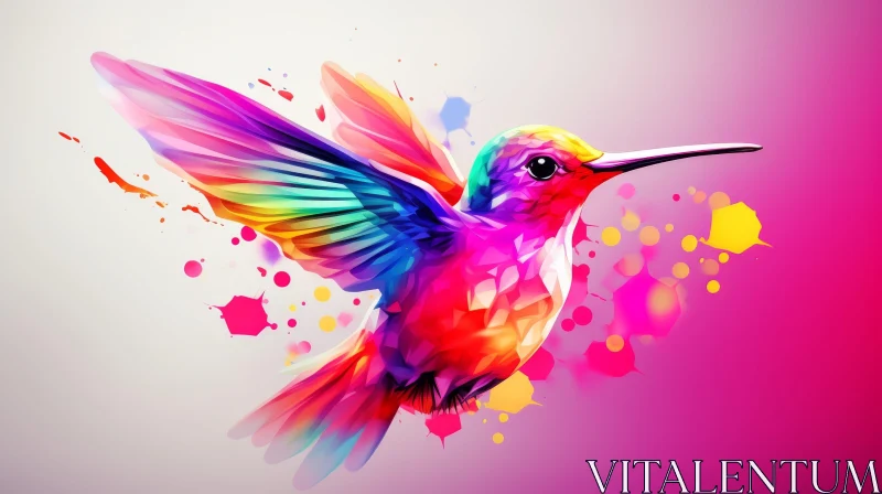 Ethereal Hummingbird Watercolor Painting AI Image