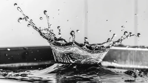 Intricate Black and White Water Splash: A Captivating Photograph