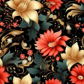 Intricate Floral Pattern on Dark Background