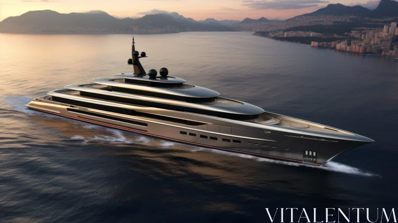 Luxury Yacht Cruising on Open Sea AI Image