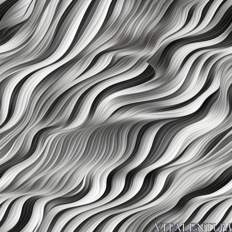 Monochrome Flowing Wave Pattern Background AI Image