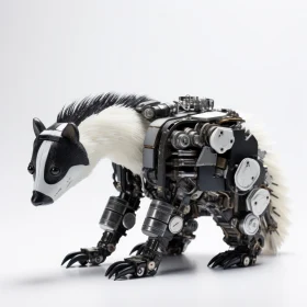 Steelpunk Toy Badger with Robot Features in Realistic Style