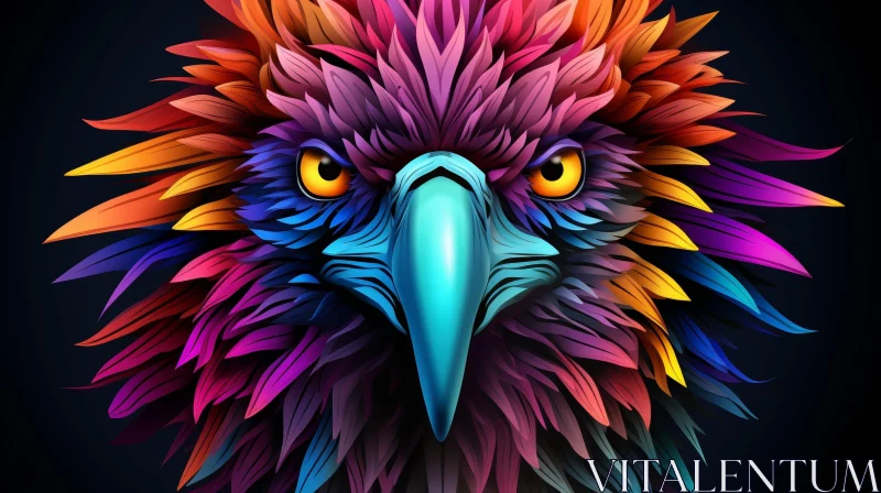 AI ART Vivid Eagle Portrait - Rainbow Feathers