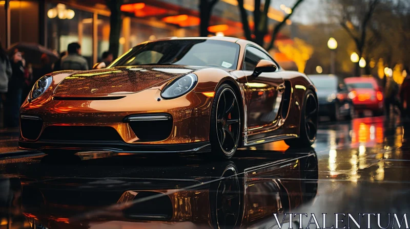 Bronze Porsche 911 GT3 RS on City Street AI Image