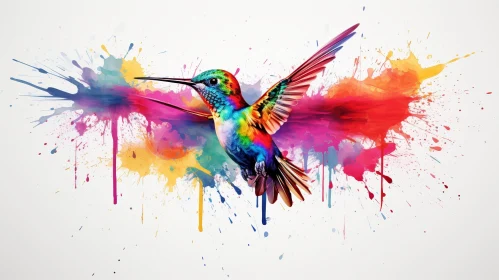 Colorful Hummingbird Watercolor Painting