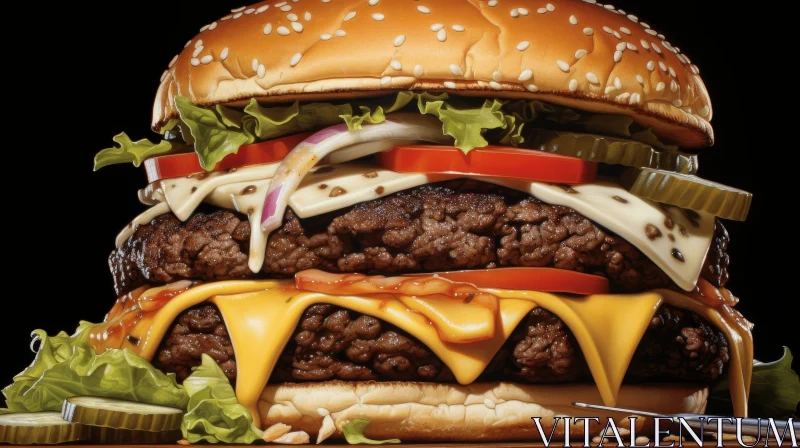 Delicious Double Cheeseburger Painting - Food Art AI Image
