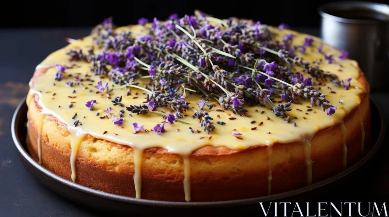 Delicious Lavender Cake with Edible Flowers AI Image