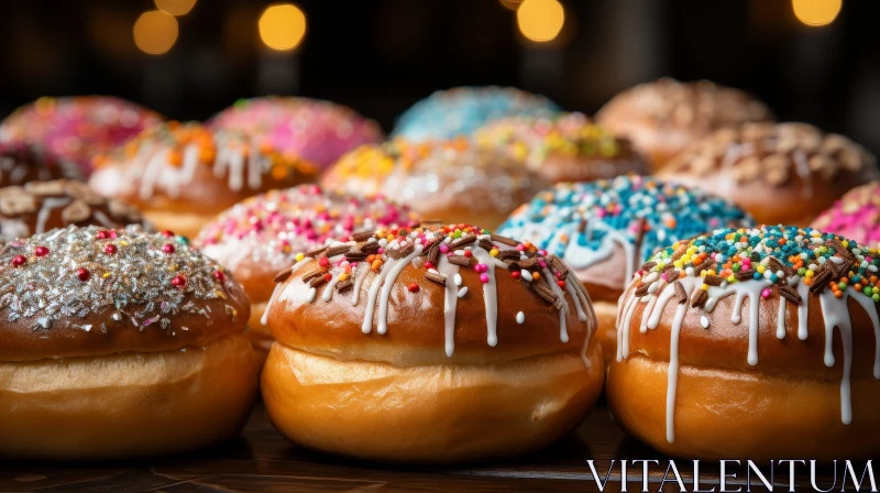 Delicious Variety of Doughnuts on Wooden Surface AI Image
