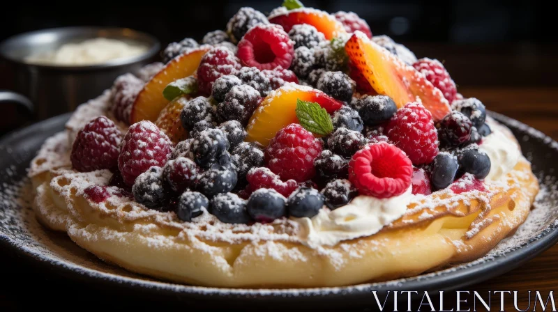 Delicious Waffles with Fresh Berries and Cream AI Image