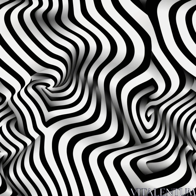 AI ART Monochromatic Wavy Stripes Pattern - Chaos and Movement Design