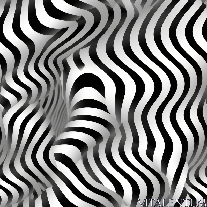 Monochrome Abstract Stripes - 3D Rendering AI Image