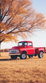 Rustic Red Truck in Fall | American Mid-Century Design